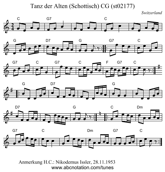 Tanz der Alten (Schottisch) CG (st02177) - staff notation