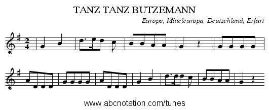 TANZ TANZ BUTZEMANN - staff notation