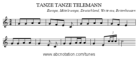 TANZE TANZE TELEMANN - staff notation