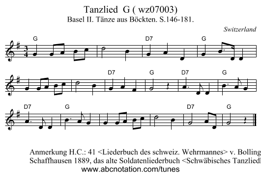 Tanzlied G ( wz07003) - staff notation