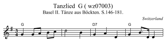 Tanzlied  G ( wz07003) - staff notation