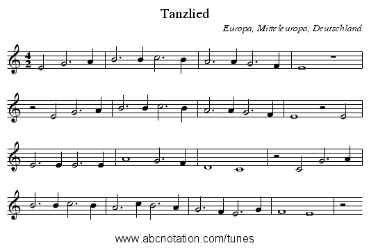 Tanzlied - staff notation