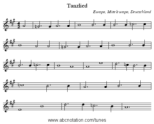 Tanzlied - staff notation