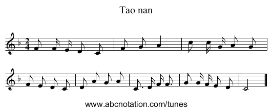 Tao nan - staff notation