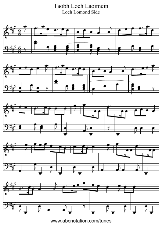 Taobh Loch Laoimein - staff notation