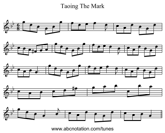 Taoing The Mark - staff notation