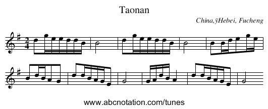 Taonan - staff notation
