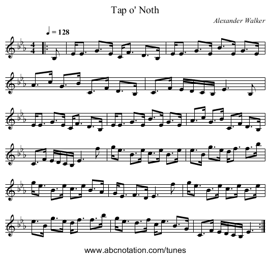 Tap o' Noth - staff notation