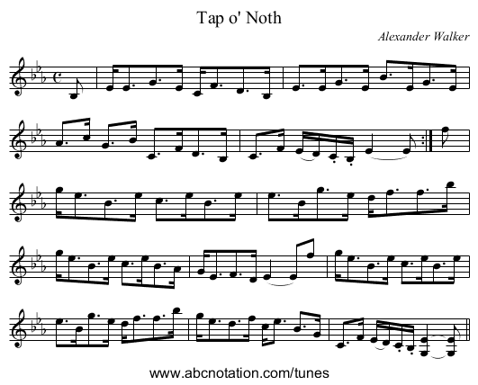 Tap o' Noth - staff notation