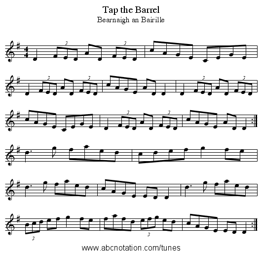 Tap the Barrel - staff notation