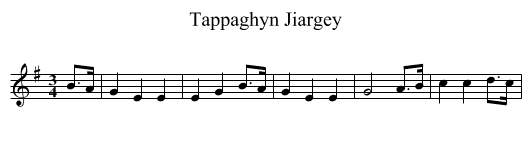 Tappaghyn Jiargey - staff notation