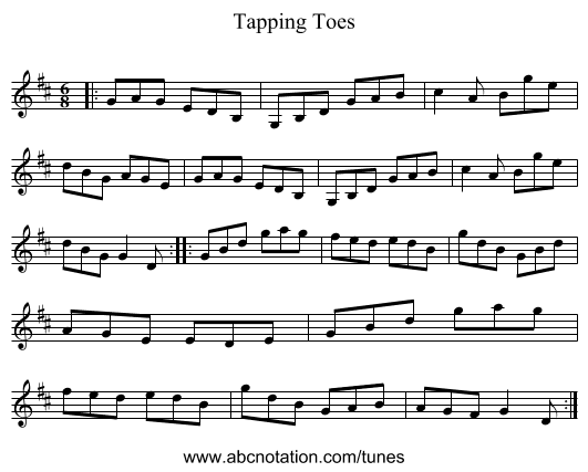 Tapping Toes - staff notation