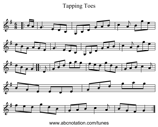 Tapping Toes - staff notation