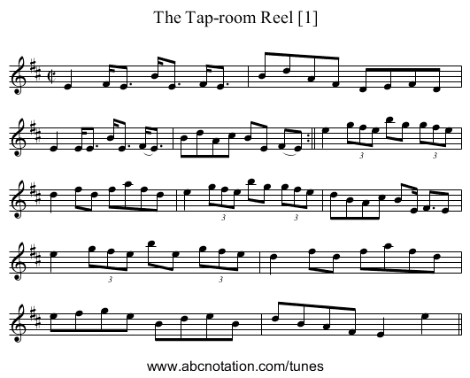 Tap-room Reel [1], The - staff notation
