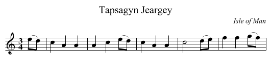 Tapsagyn Jeargey - staff notation