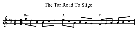 Tar Road To Sligo, The  - staff notation