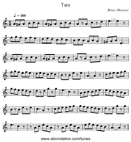 Tara - staff notation