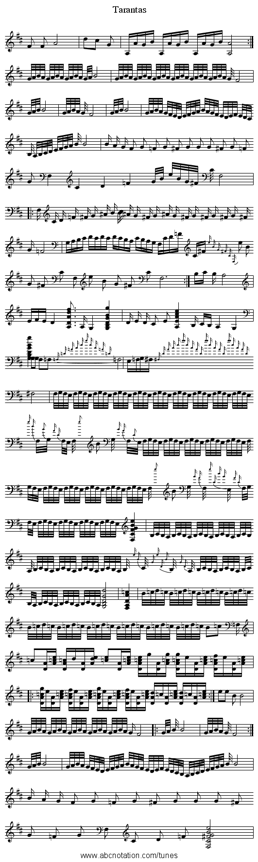 Tarantas - staff notation
