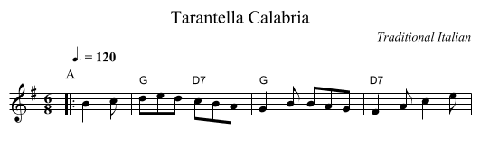 Tarantella Calabria - staff notation