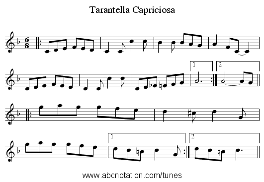 Tarantella Capriciosa - staff notation