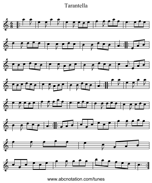 Tarantella - staff notation