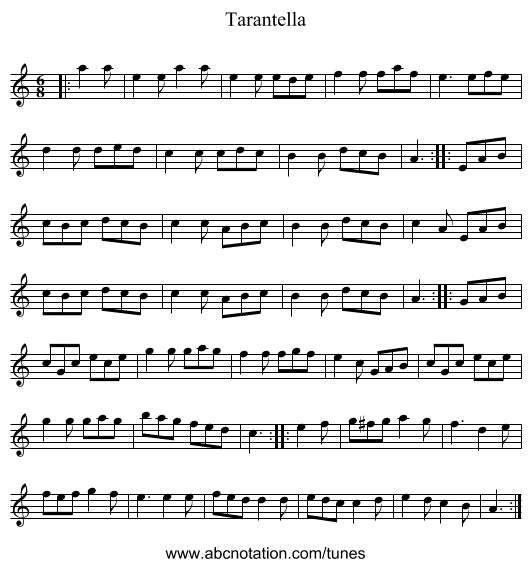 Tarantella - staff notation