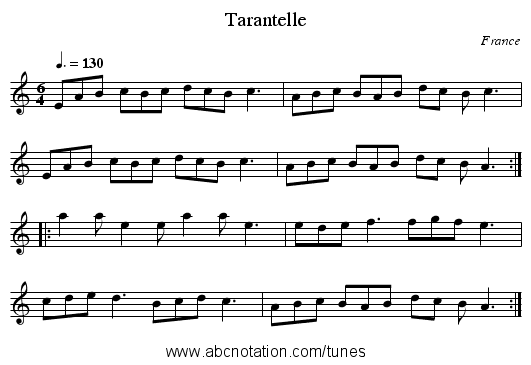Tarantelle - staff notation