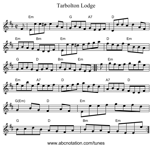 Tarbolton Lodge - staff notation