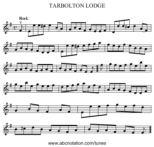 TARBOLTON LODGE - staff notation