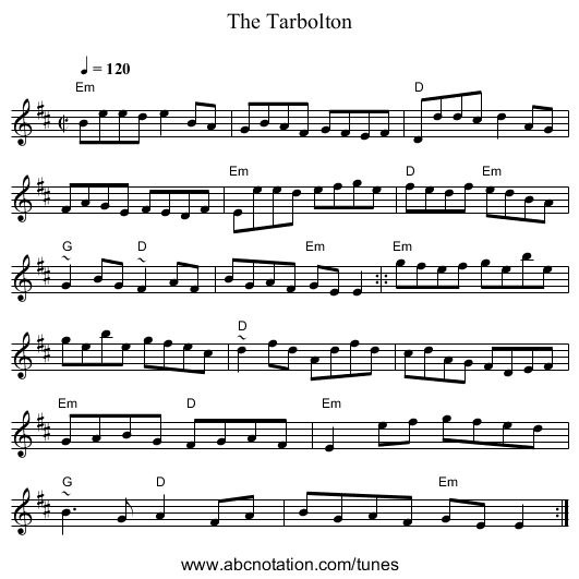 Tarbolton, The - staff notation