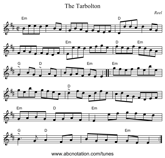 Tarbolton, The - staff notation