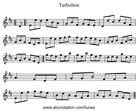 Tarbolton - staff notation