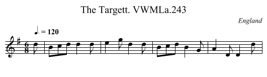 Targett. VWMLa.243, The - staff notation