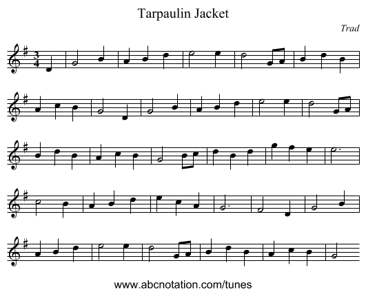 Tarpaulin Jacket - staff notation