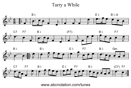 Tarry a While - staff notation