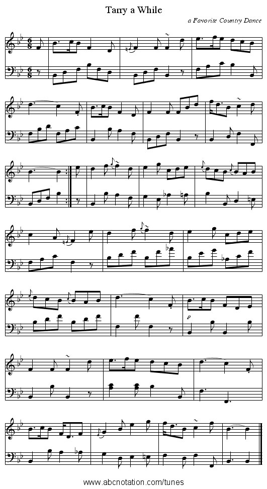Tarry a While - staff notation