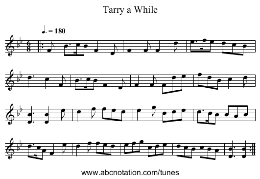 Tarry a While - staff notation
