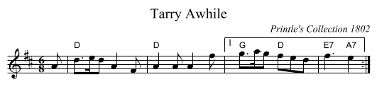 Tarry Awhile - staff notation