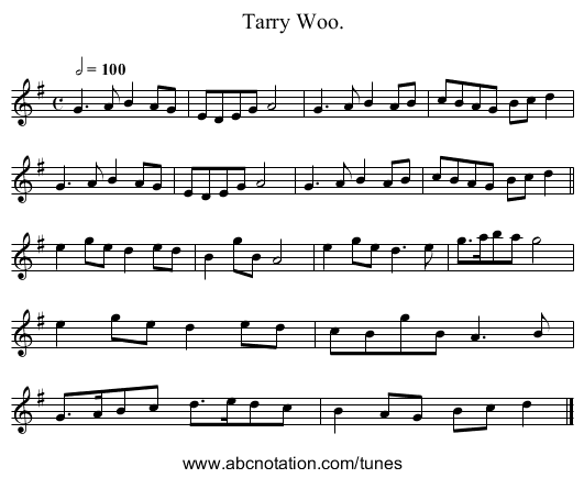 Tarry Woo. - staff notation