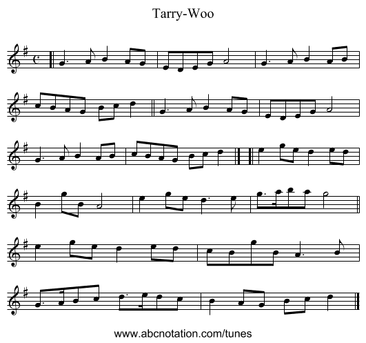Tarry-Woo - staff notation