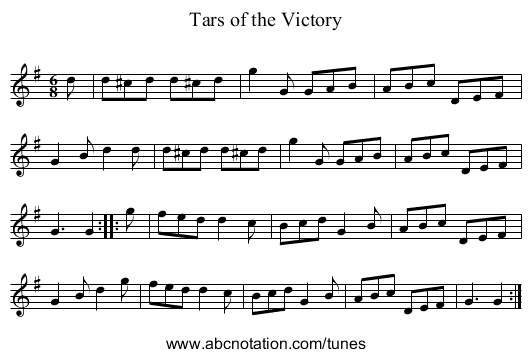 Tars of the Victory - staff notation