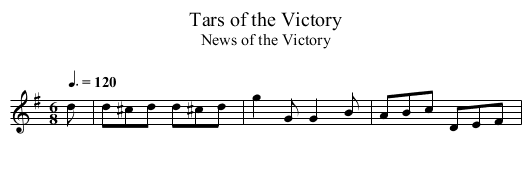Tars of the Victory - staff notation