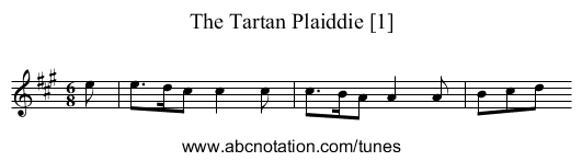 Tartan Plaiddie [1], The - staff notation
