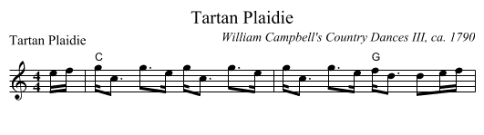 Tartan Plaidie - staff notation