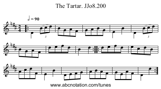 Tartar. JJo8.200, The - staff notation