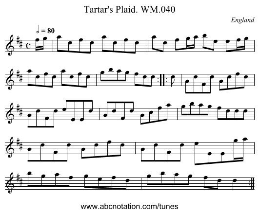 Tartar's Plaid. WM.040 - staff notation