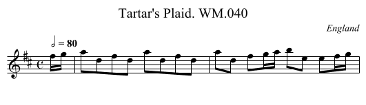 Tartar's Plaid. WM.040 - staff notation