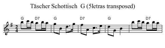 T&auml;scher Schottisch  G (5letras transposed) - staff notation