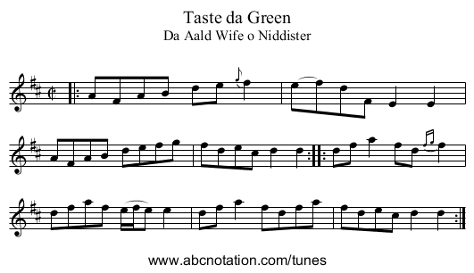 Taste da Green - staff notation