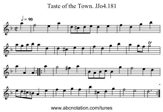 Taste of the Town. JJo4.181 - staff notation